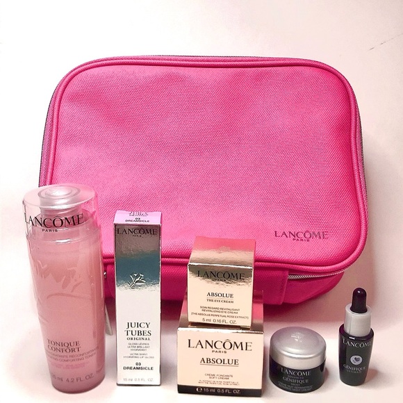 Lancome Other - New Lancome 7-Piece Absolue Genifique Skincare Makeup Set Pink Bag
